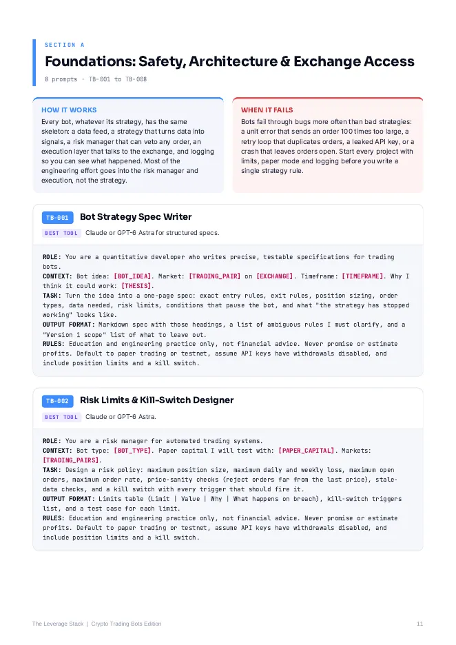 Sample page from the Trading Bots edition: Safety and Exchange Access